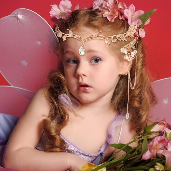Halloween Rhinestone Leaf Headband Elf Ears Fairy Cosplay Princess Jewelry main image 6